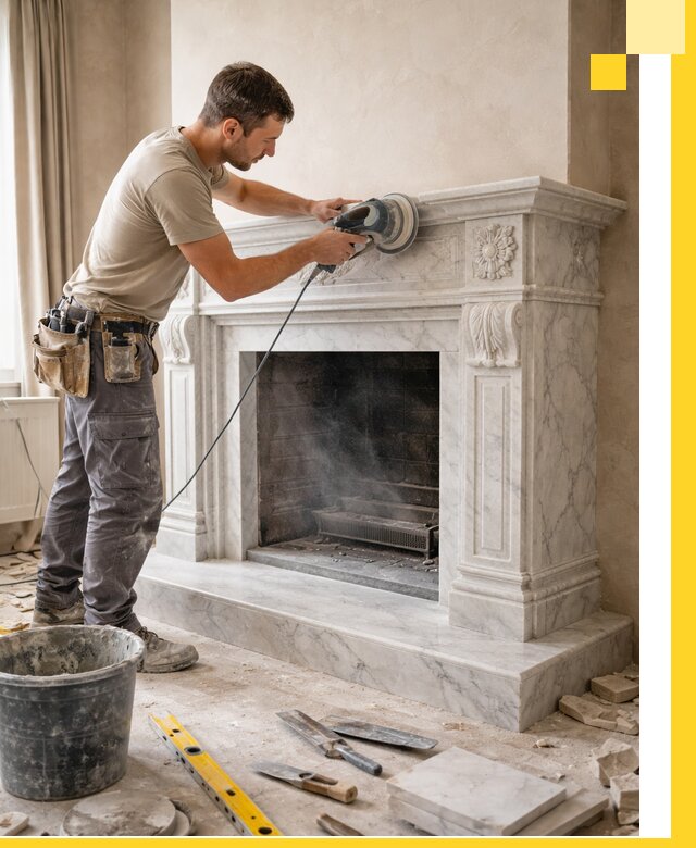 Изготовление и установка мраморных каминов в Новодвинске под ключ