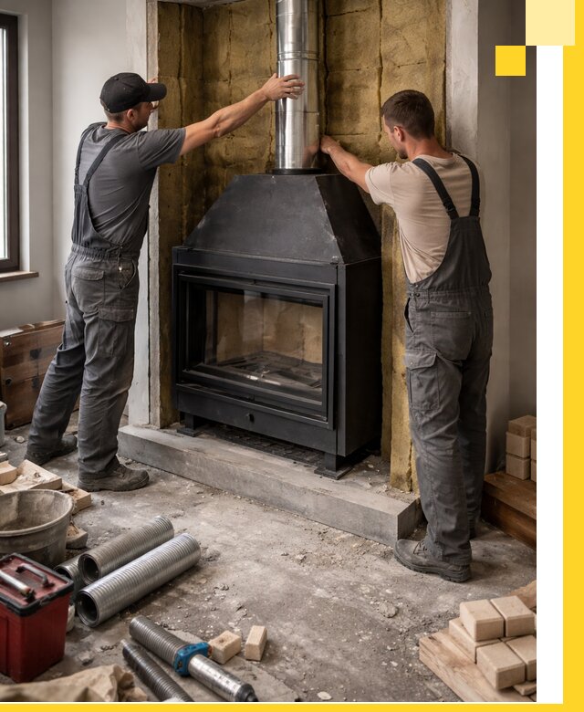 Изготовление и монтаж закрытых каминов в Новодвинске под ключ