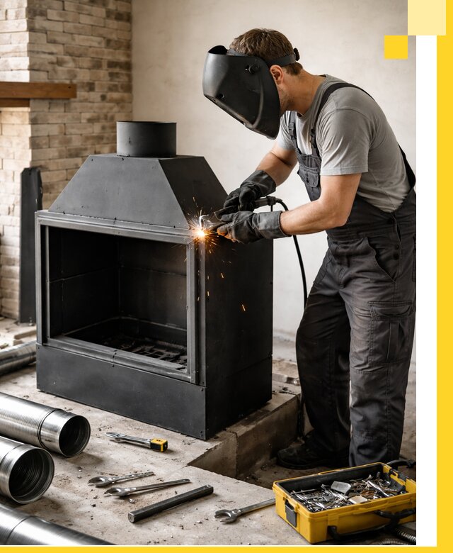 Продажа и установка металлических каминов в Новодвинске под ключ