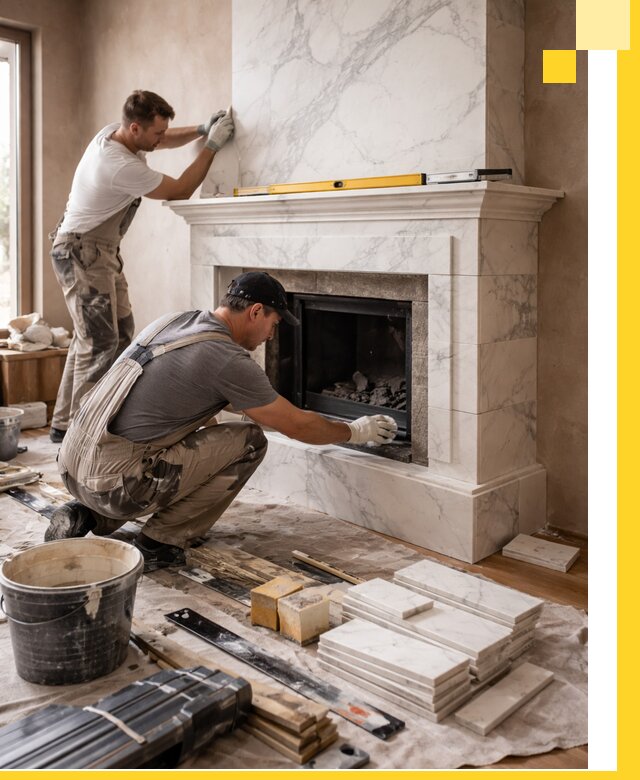 Отделка каминов в Новодвинске качественные облицовочные работы