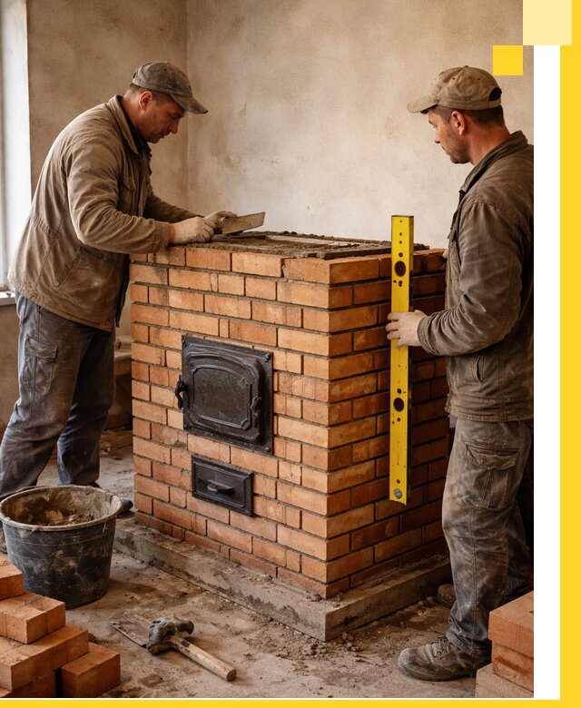 Отопительные печи под ключ в Новодвинске, установка и сборка