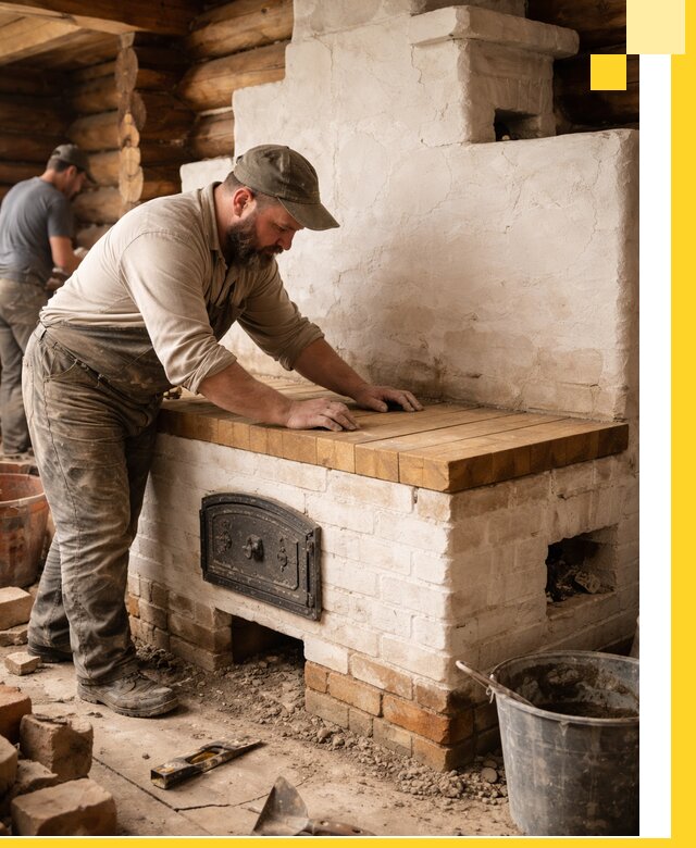 Проектирование и установка русской печи с лежанкой в Новодвинске