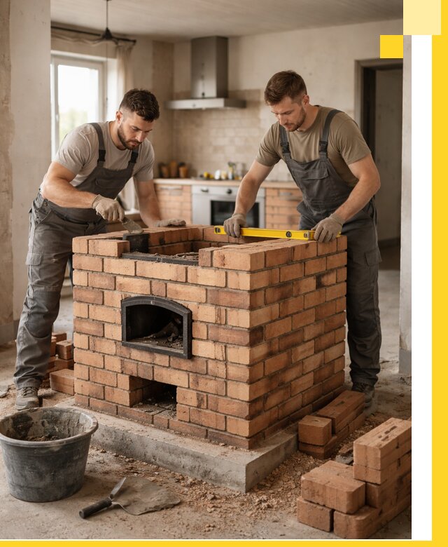 Установка и монтаж печей в частном доме в Новодвинске под ключ