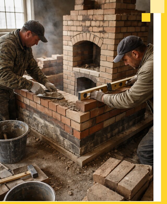 Изготовление и монтаж печей и каминов из кирпича в Новодвинске