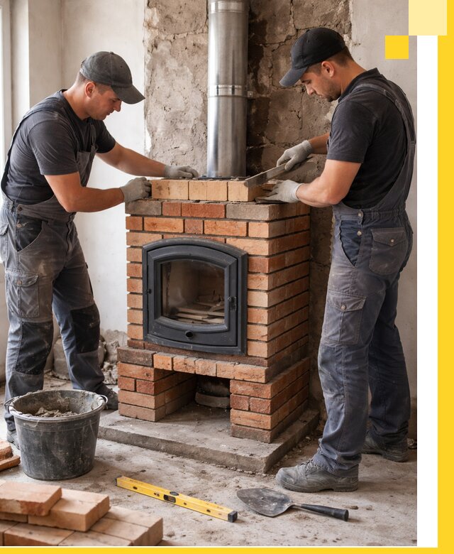 Монтаж печи камина под ключ в Новодвинске с гарантией и пусконаладкой