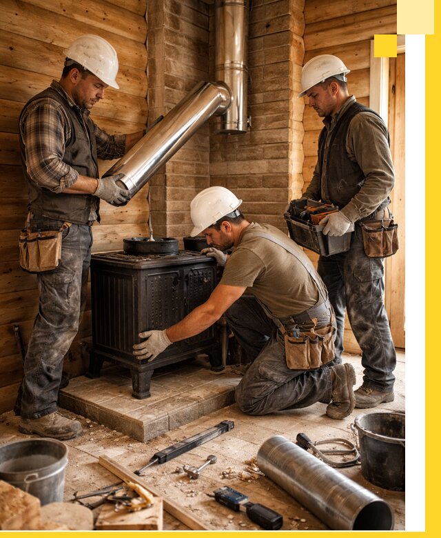 Профессиональный монтаж банных печей и дымоходов в Новодвинске
