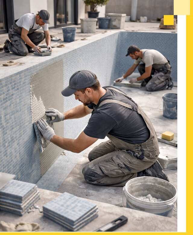 Облицовка бассейнов в Новодвинске плитка мозаика гидроизоляция