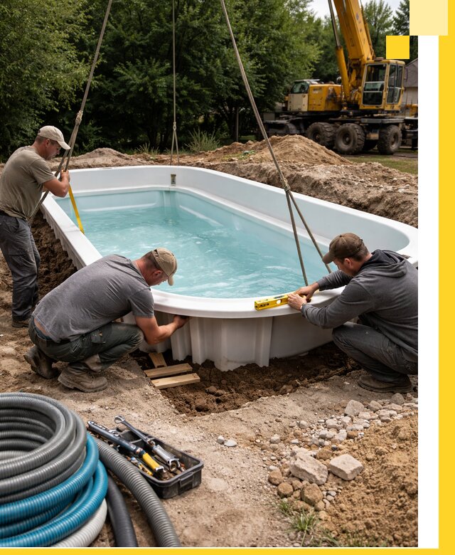 Установка и монтаж композитных бассейнов под ключ в Новодвинске