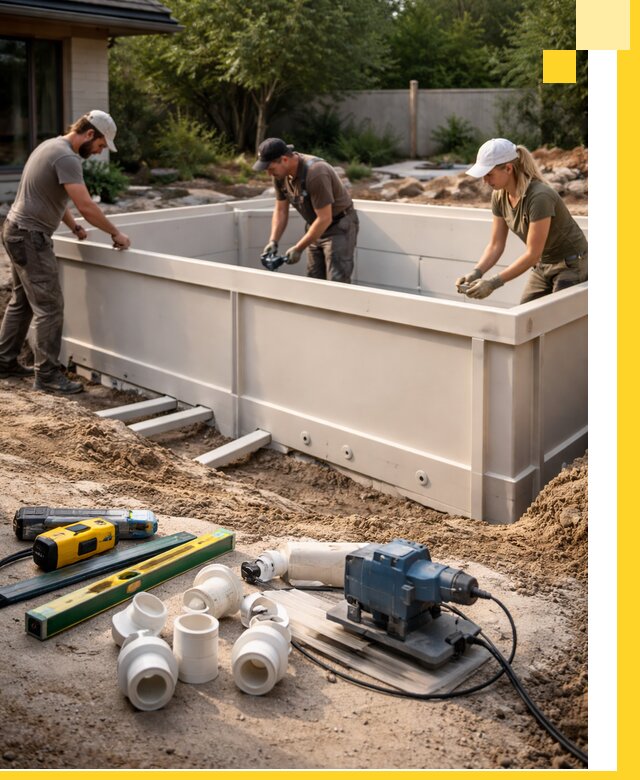 Установка полипропиленовых бассейнов под ключ в Новодвинске