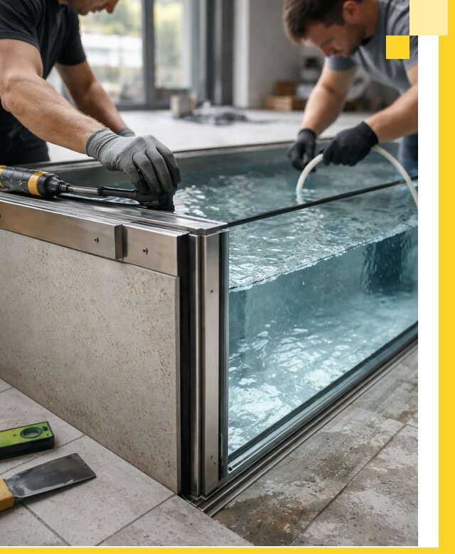 Проектирование и монтаж стеклянных бассейнов в Новодвинске