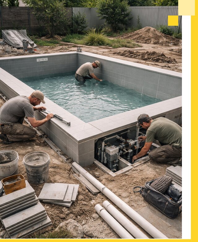 Строительство и монтаж бассейнов для дачи под ключ в Новодвинске