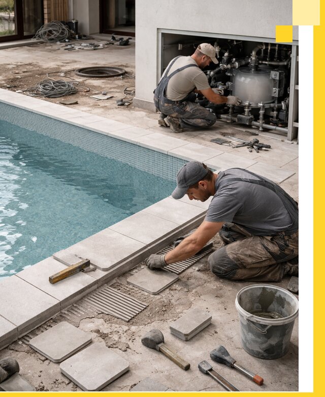 Строительство и монтаж бассейнов в коттедже в Новодвинске