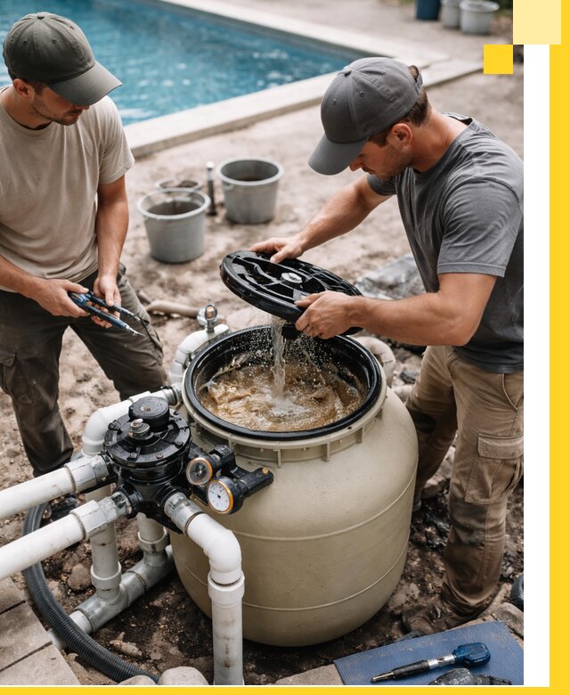 Установка и обслуживание песочных фильтров для бассейнов в Новодвинске