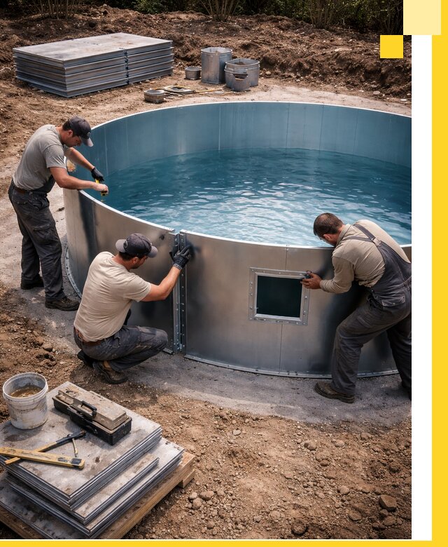 Круглые бассейны под ключ в Новодвинске проектирование и монтаж