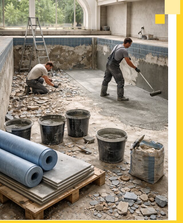 Реконструкция бассейнов в Новодвинске: ремонт, гидроизоляция