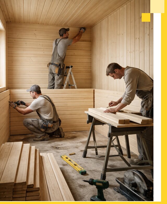 Обшивка саун в Новодвинске из натуральной древесины под ключ