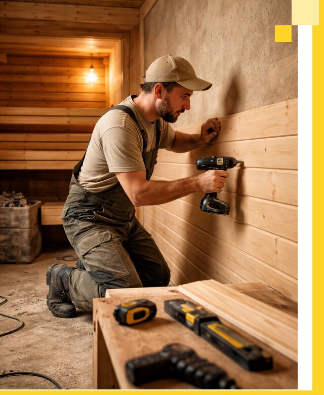 Профессиональная внутренняя отделка бани в Новодвинске под ключ