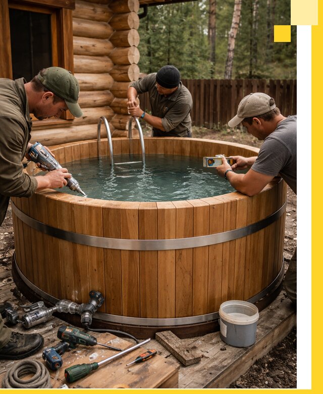 Строительство бань с купелью под ключ и отделкой в Новодвинске