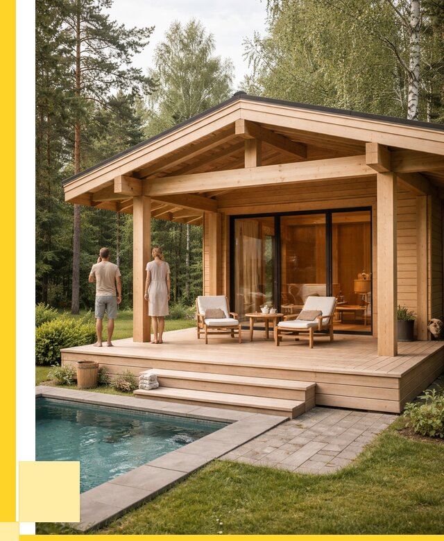 Бани с террасой под ключ в Новодвинске от 613620 р. | ЭриданНвд