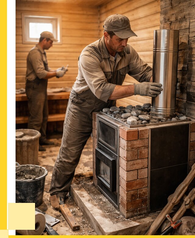 Монтаж печи в бане под ключ в Новодвинске от 20454 р. | ЭриданНвд