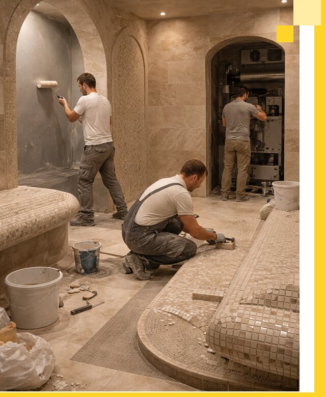 Строительство бани с хамамом и бассейном под ключ в Новодвинске