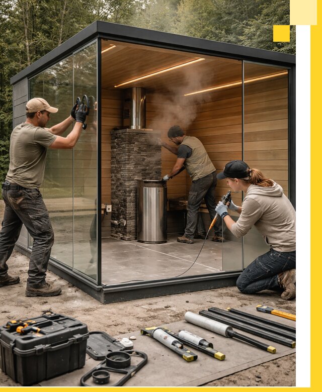 Проектирование и строительство стеклянных бань в Новодвинске