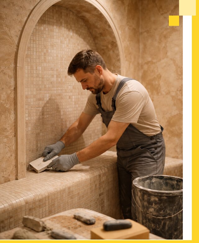 Профессиональная отделка хамамов с мозаикой под ключ в Новодвинске