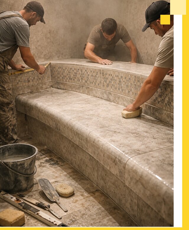 Изготовление и установка сидений для хамама в Новодвинске