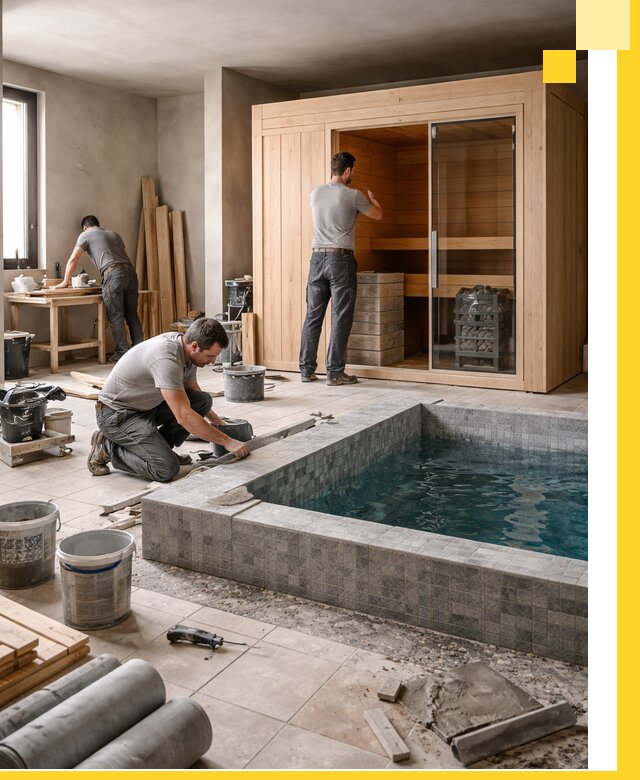 SPA зоны под ключ с бассейном сауной и печью в Новодвинске